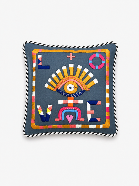 AMOR — Hand-Embroidered Talisman Cushion